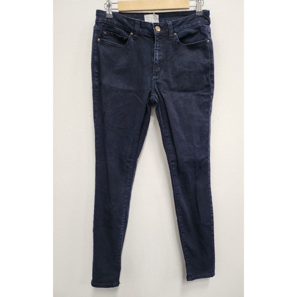 Daily Ritual Womens Skinny Jeans Size 29R Navy Blue Denim Dark Wash Mid Rise